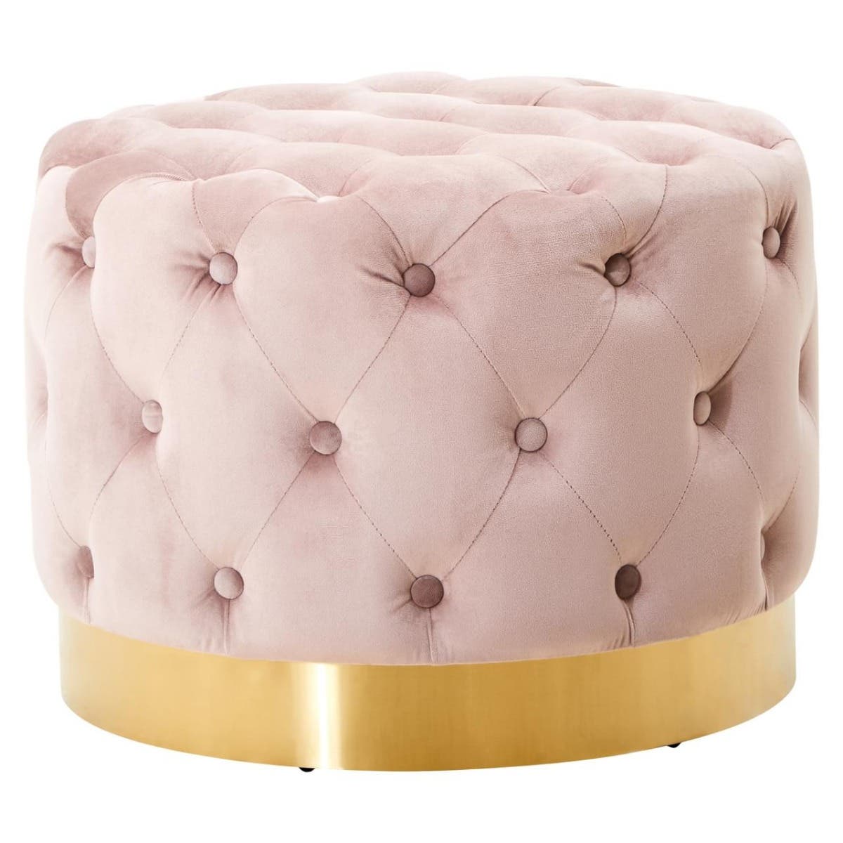 Loretta Dusky Pink Velvet Stool With Matte Gold Finish Base