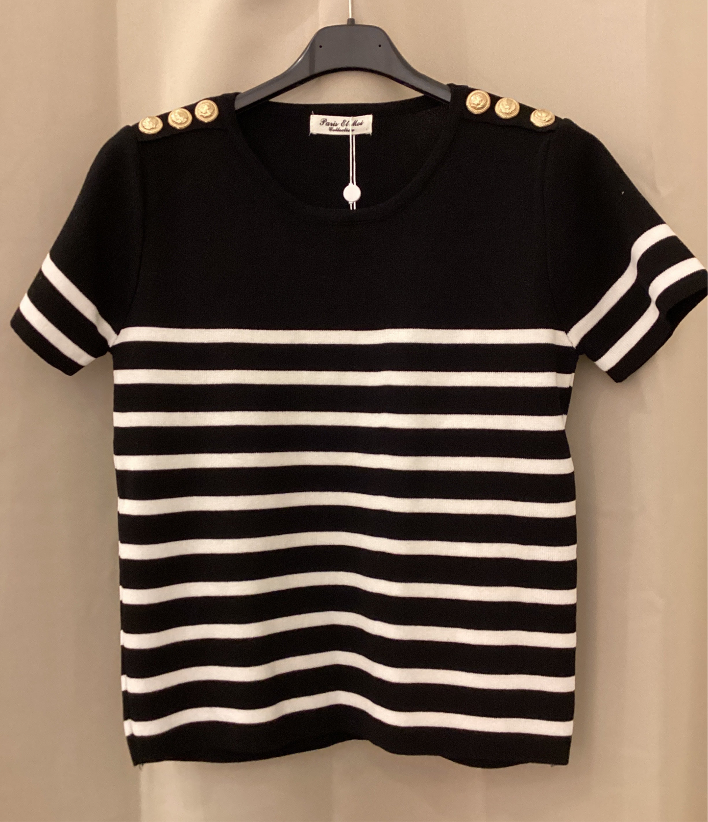 Soft knit - Gold Button Stripe Top