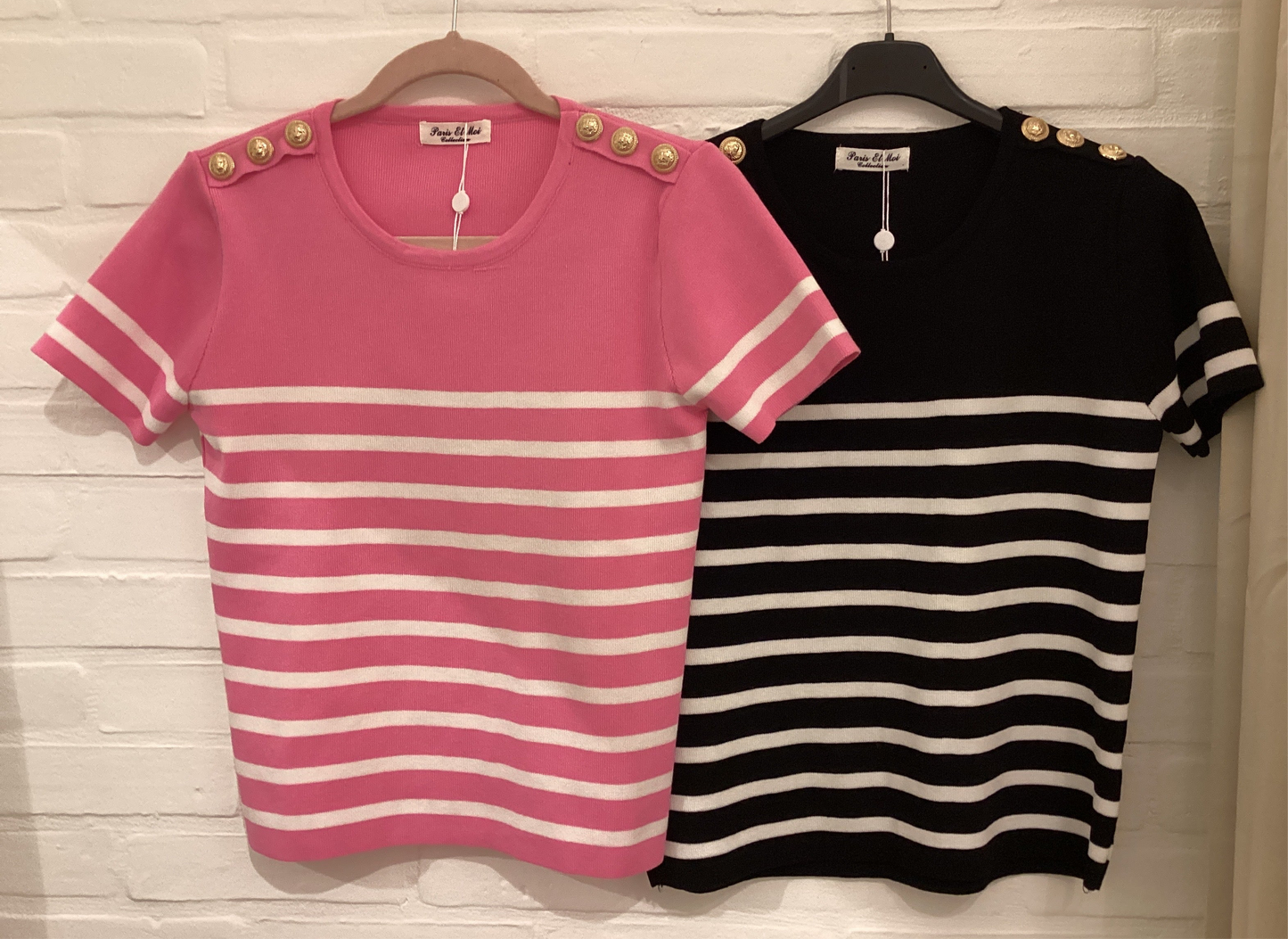 Soft knit - Gold Button Stripe Top