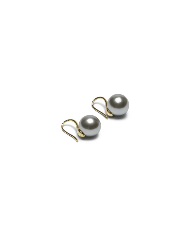 CHALK UK Ltd - Cambridge Pull Through Ball Earrings | Grey Pearl