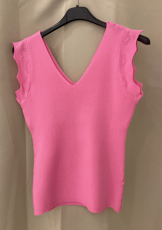 Pink knitted Top V neck