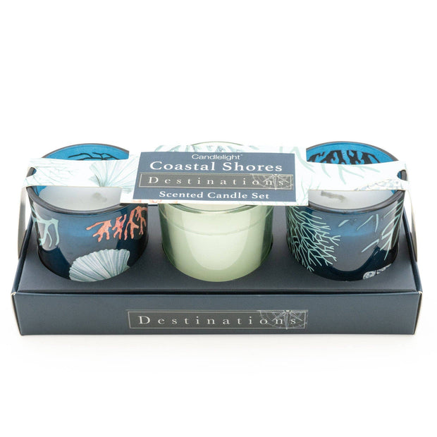 Coastal Shores – Set of 3 Mini Votive Candles (Sea Salt Scent)
