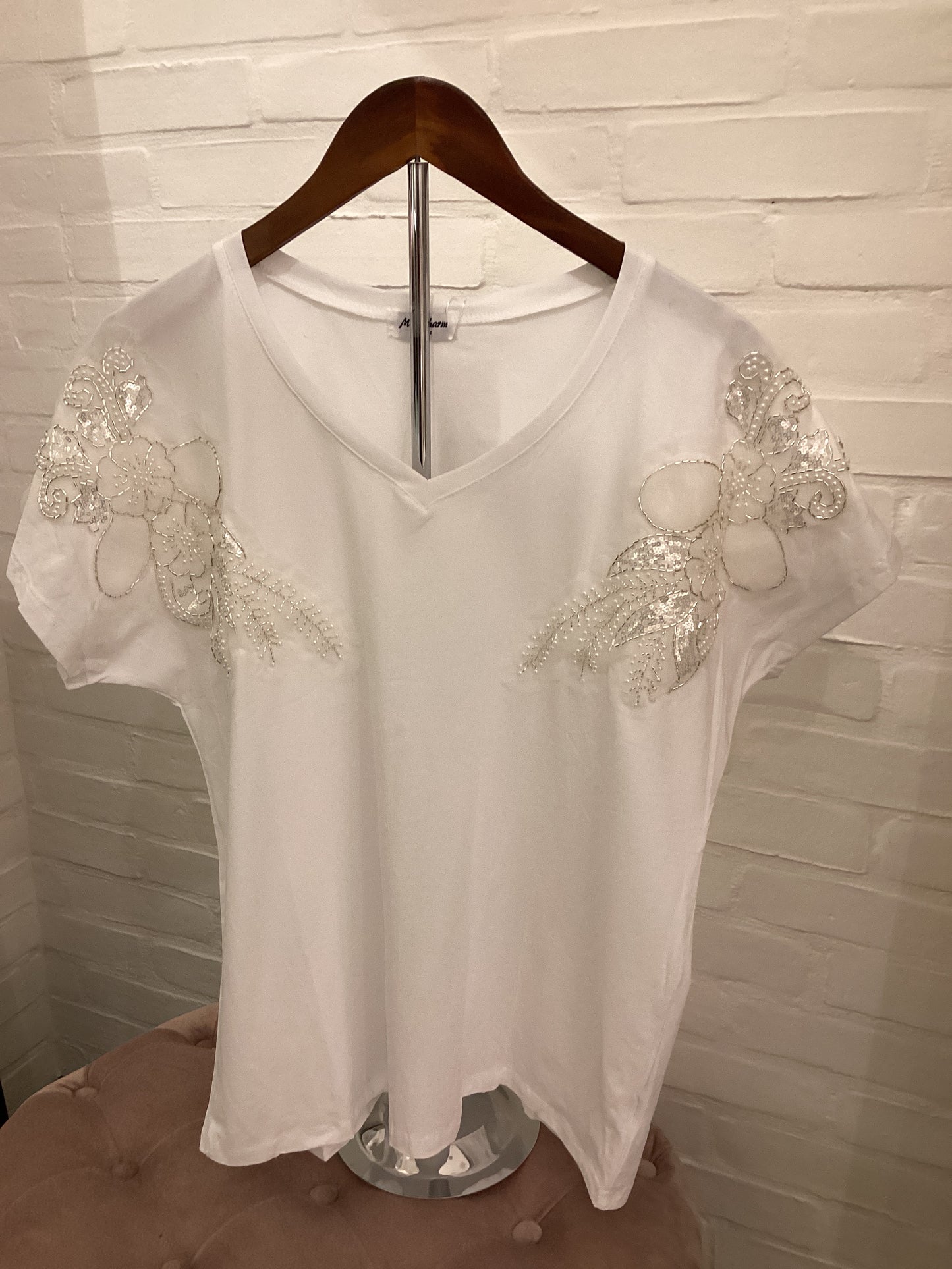 Kurt Muller Embroidered Flower T-shirt