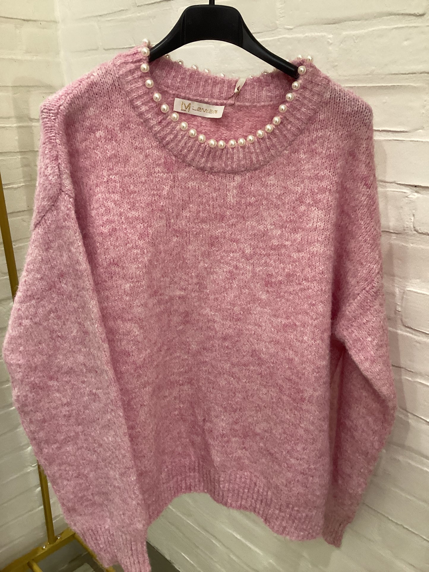 Laminar pearl neck jumper Pink