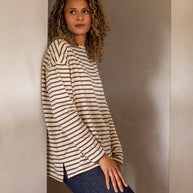 CHALK UK Ltd - Bryony Stripe Top | Grey/Cream