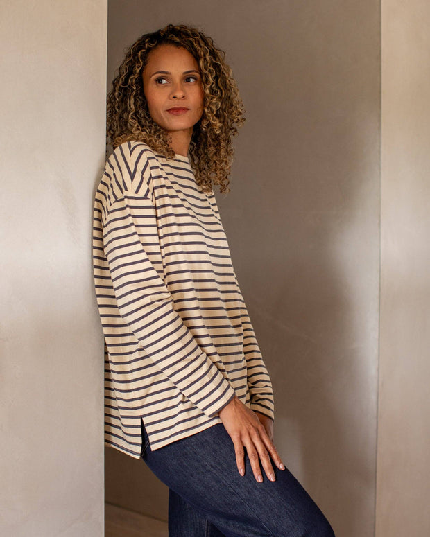 CHALK UK Ltd - Bryony Stripe Top | Grey/Cream