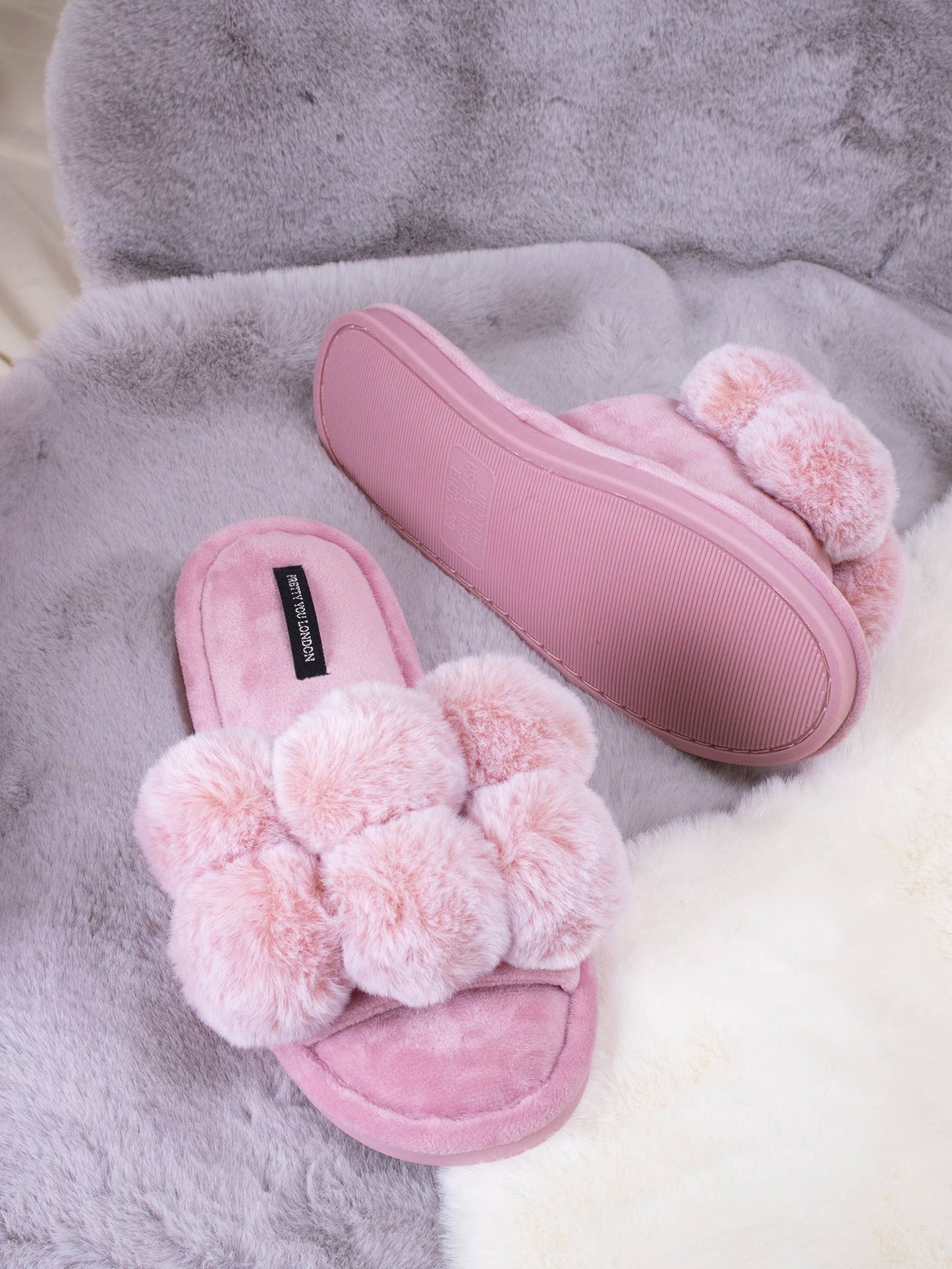 Dolly Pom Pom Slippers in Pink