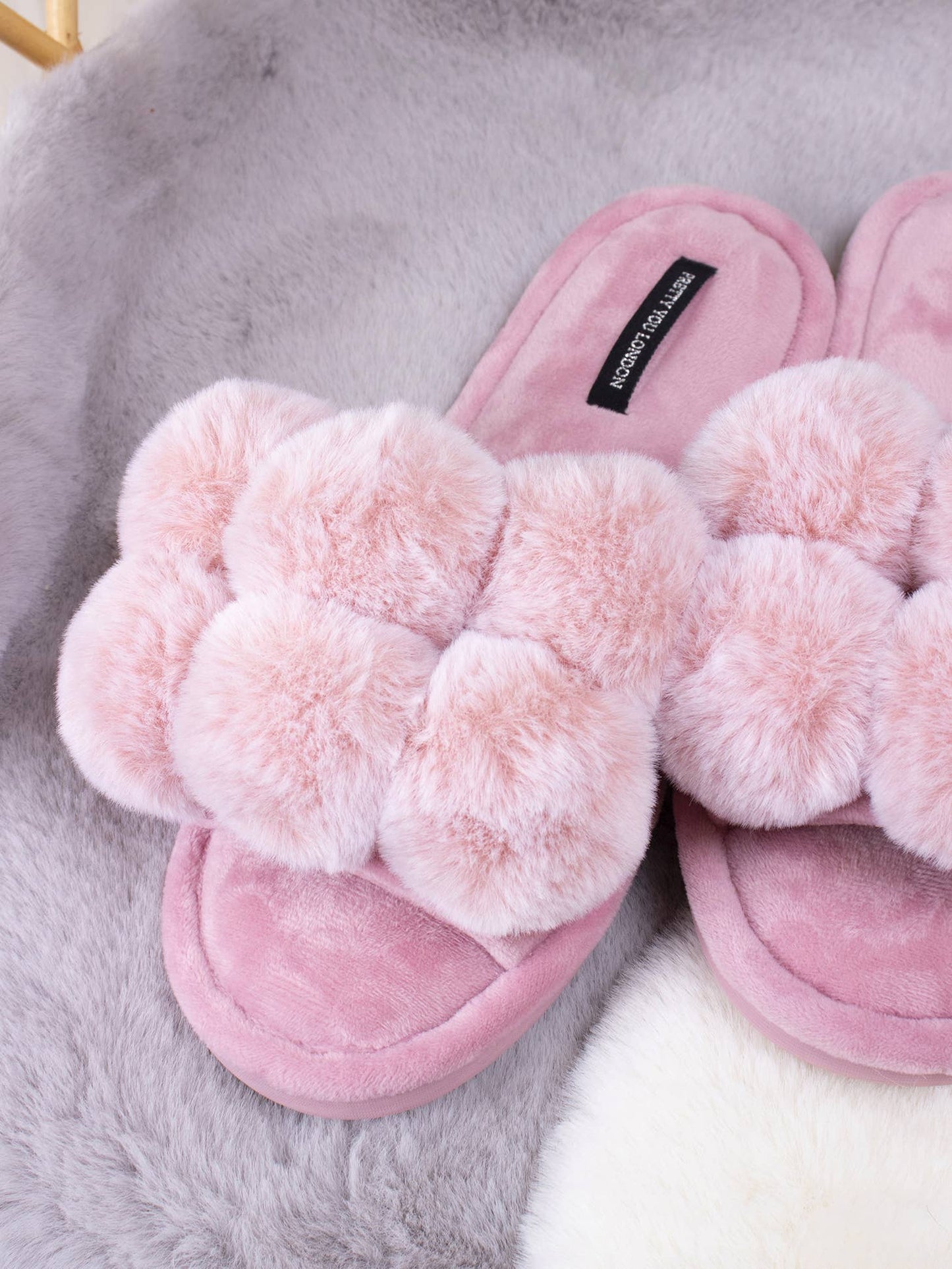 Dolly Pom Pom Slippers in Pink