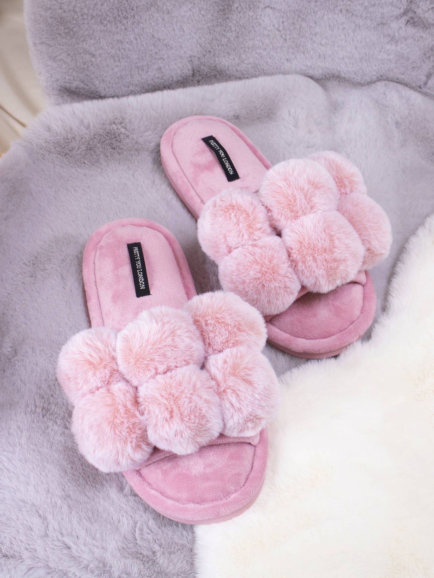 Dolly Pom Pom Slippers in Pink