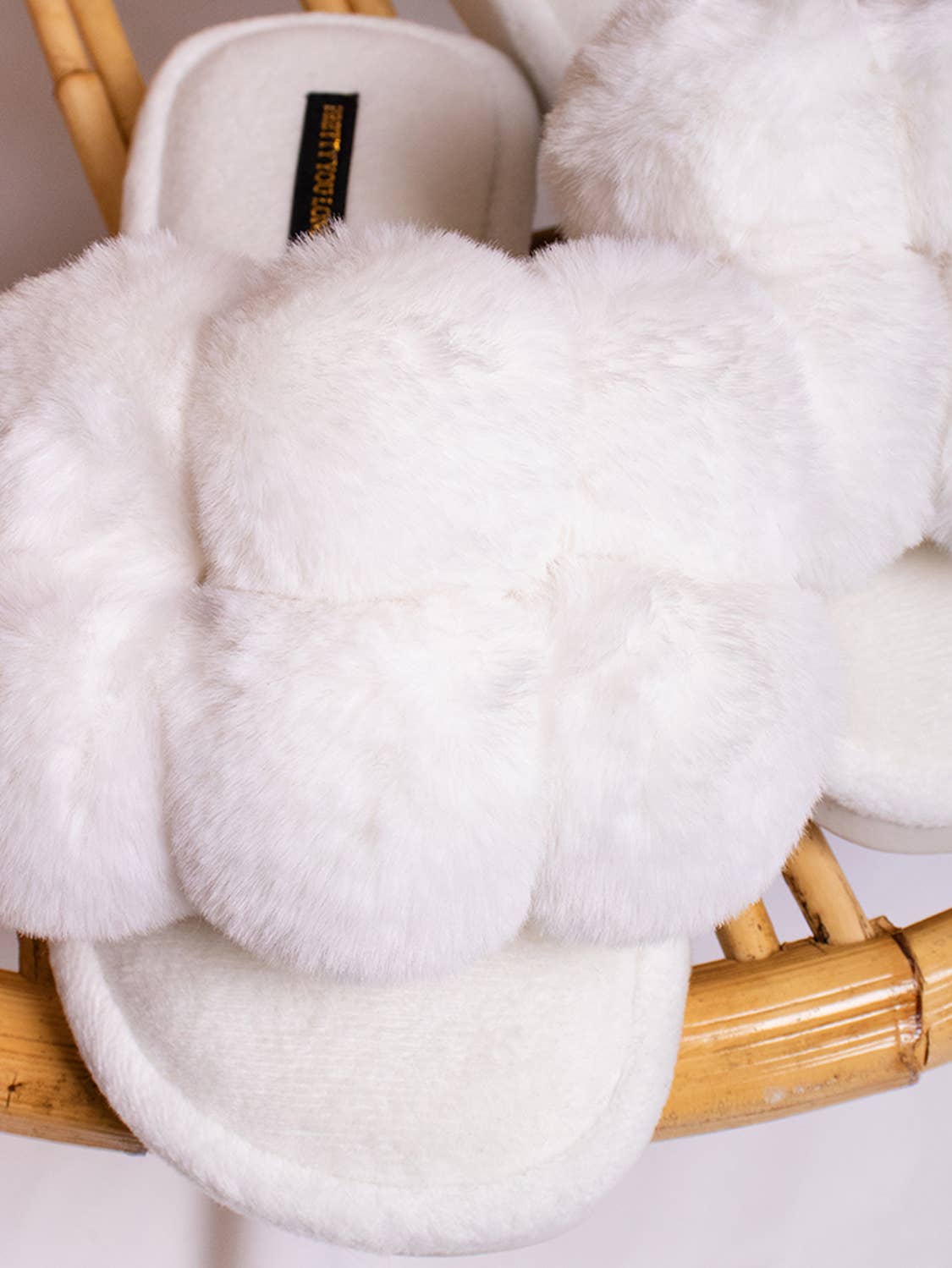 Dolly Pom Pom Slippers in White